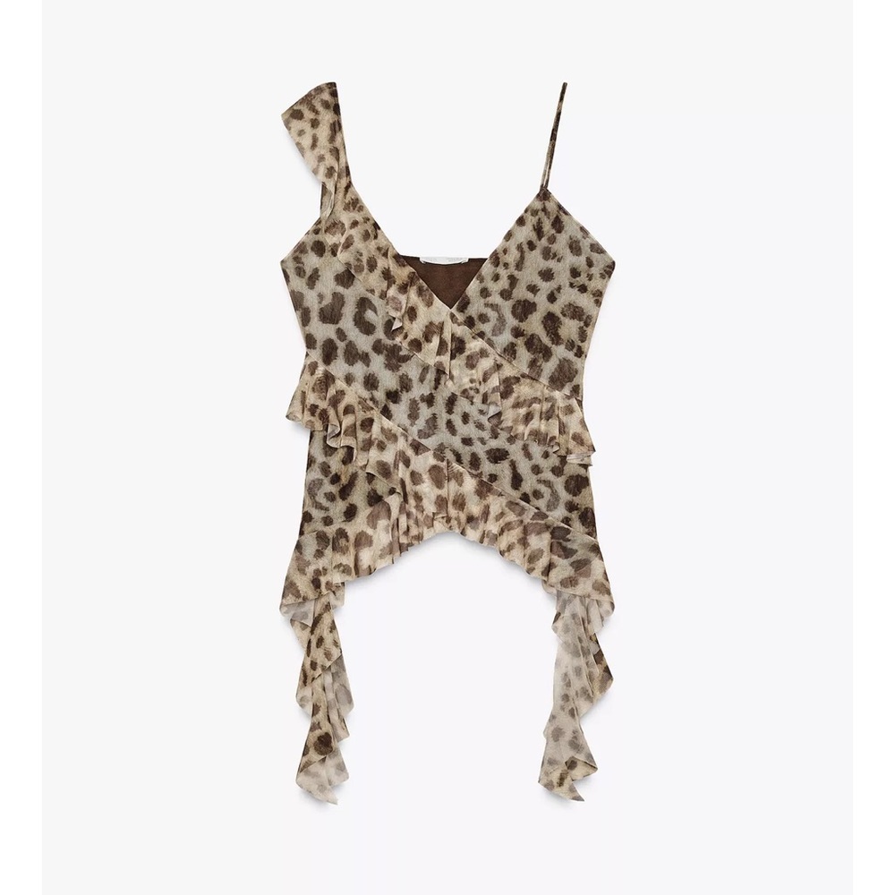 Zara Printed Ruffle top NWT